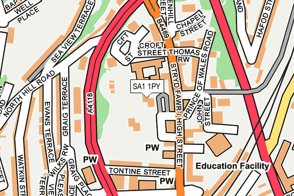 SA1 1PY map - OS OpenMap – Local (Ordnance Survey)