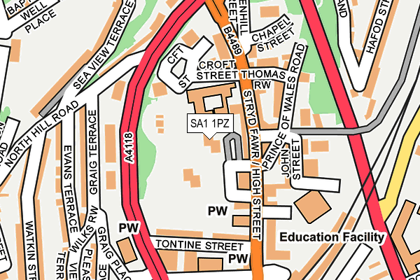 SA1 1PZ map - OS OpenMap – Local (Ordnance Survey)