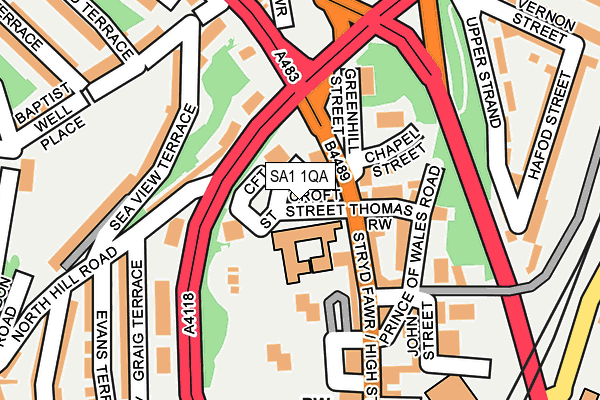 SA1 1QA map - OS OpenMap – Local (Ordnance Survey)