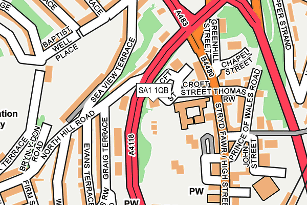 SA1 1QB map - OS OpenMap – Local (Ordnance Survey)