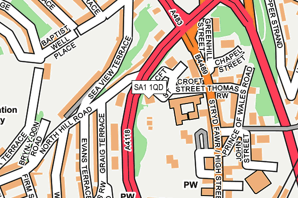 SA1 1QD map - OS OpenMap – Local (Ordnance Survey)