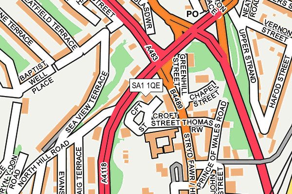 SA1 1QE map - OS OpenMap – Local (Ordnance Survey)
