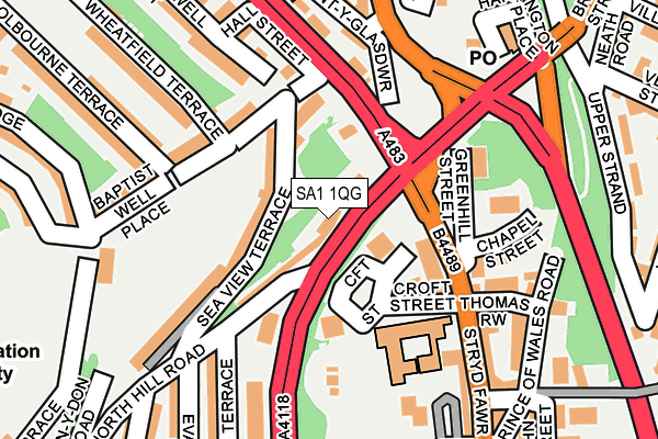 SA1 1QG map - OS OpenMap – Local (Ordnance Survey)
