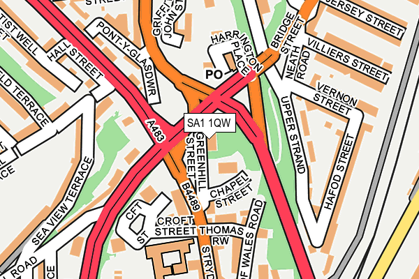 SA1 1QW map - OS OpenMap – Local (Ordnance Survey)