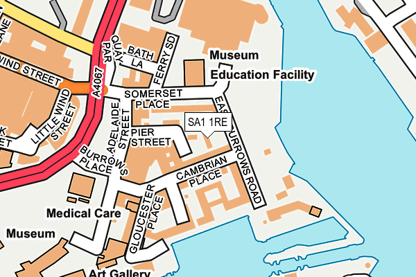 SA1 1RE map - OS OpenMap – Local (Ordnance Survey)