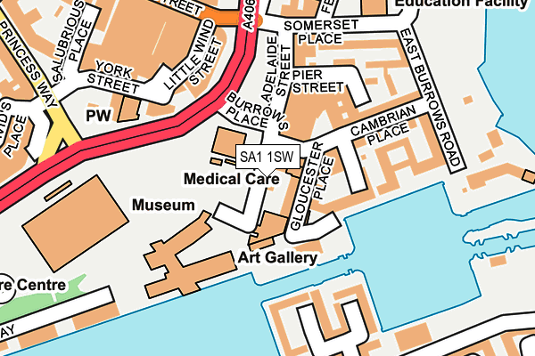 SA1 1SW map - OS OpenMap – Local (Ordnance Survey)