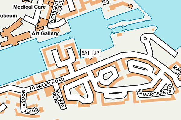 SA1 1UP map - OS OpenMap – Local (Ordnance Survey)