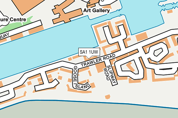 SA1 1UW map - OS OpenMap – Local (Ordnance Survey)