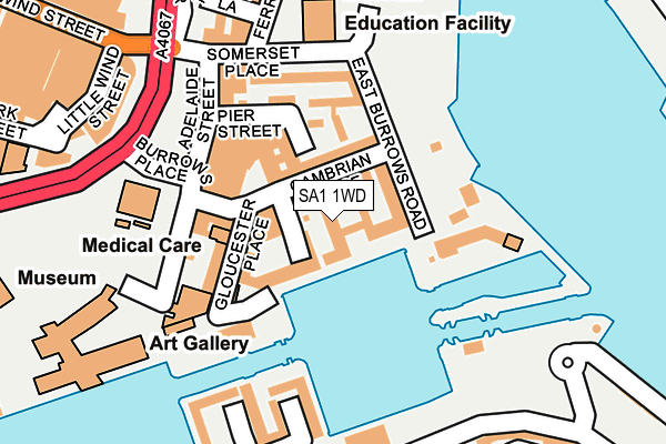 SA1 1WD map - OS OpenMap – Local (Ordnance Survey)