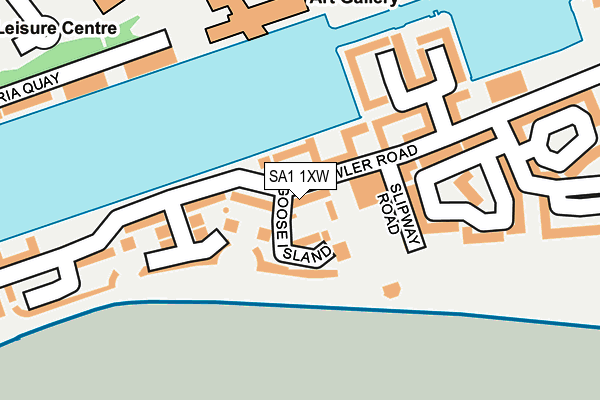 SA1 1XW map - OS OpenMap – Local (Ordnance Survey)