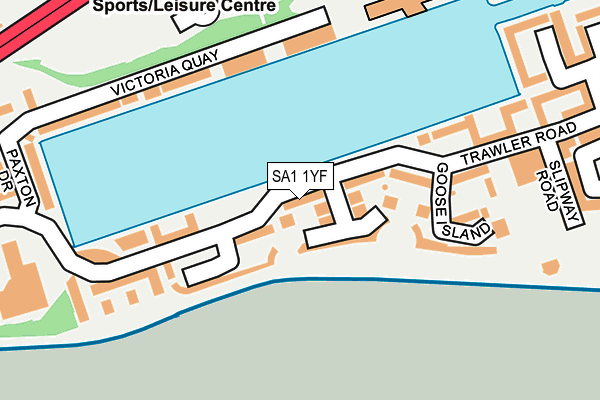 SA1 1YF map - OS OpenMap – Local (Ordnance Survey)