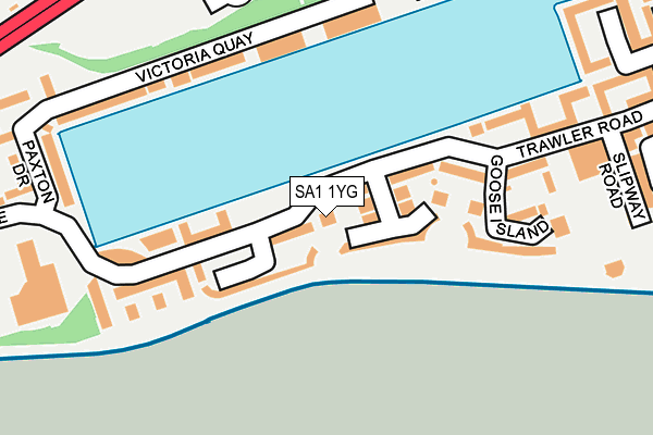 SA1 1YG map - OS OpenMap – Local (Ordnance Survey)