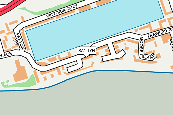 SA1 1YH map - OS OpenMap – Local (Ordnance Survey)