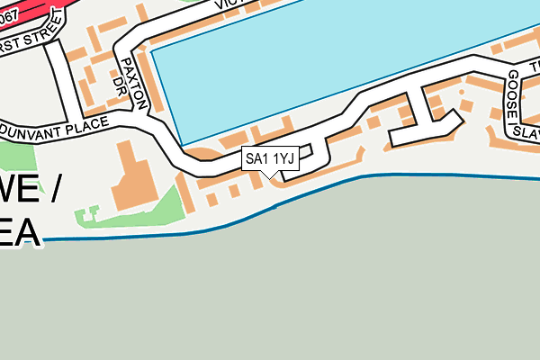 SA1 1YJ map - OS OpenMap – Local (Ordnance Survey)