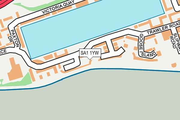 SA1 1YW map - OS OpenMap – Local (Ordnance Survey)