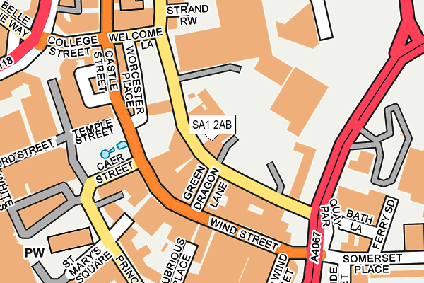 SA1 2AB map - OS OpenMap – Local (Ordnance Survey)