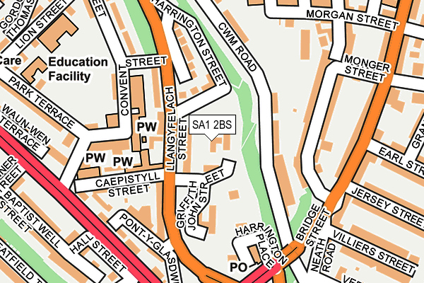 SA1 2BS map - OS OpenMap – Local (Ordnance Survey)