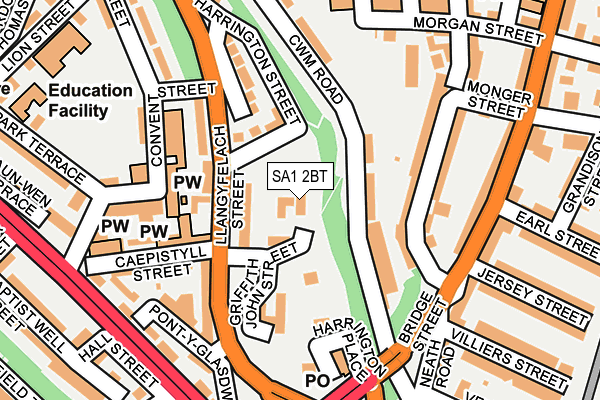 SA1 2BT map - OS OpenMap – Local (Ordnance Survey)