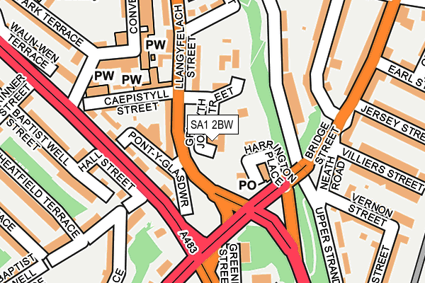 SA1 2BW map - OS OpenMap – Local (Ordnance Survey)