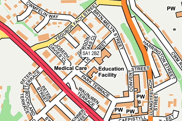 SA1 2BZ map - OS OpenMap – Local (Ordnance Survey)