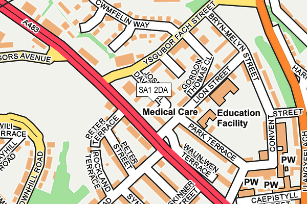 SA1 2DA map - OS OpenMap – Local (Ordnance Survey)