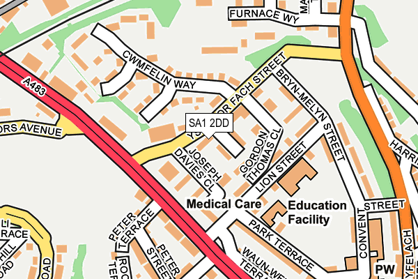 SA1 2DD map - OS OpenMap – Local (Ordnance Survey)