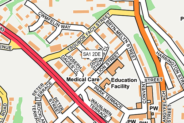 SA1 2DE map - OS OpenMap – Local (Ordnance Survey)
