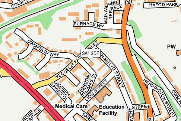 SA1 2DF map - OS OpenMap – Local (Ordnance Survey)