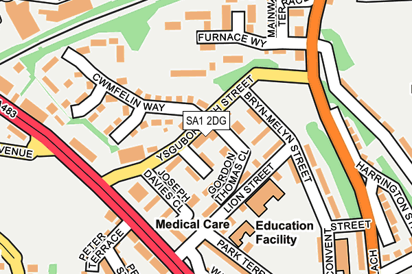 SA1 2DG map - OS OpenMap – Local (Ordnance Survey)