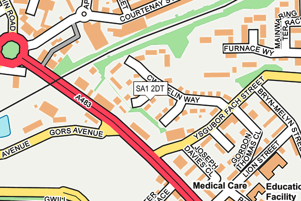 SA1 2DT map - OS OpenMap – Local (Ordnance Survey)