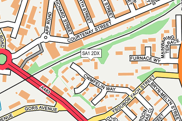 SA1 2DX map - OS OpenMap – Local (Ordnance Survey)