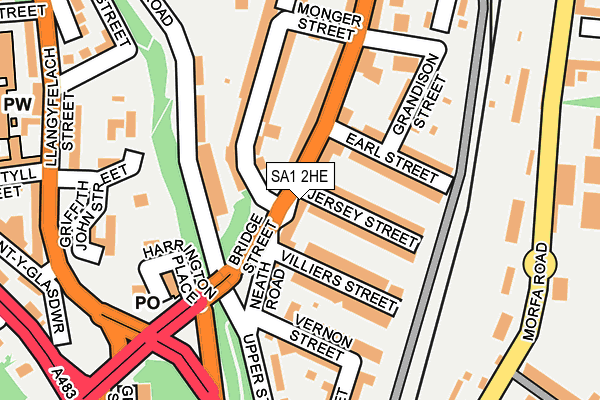 SA1 2HE map - OS OpenMap – Local (Ordnance Survey)