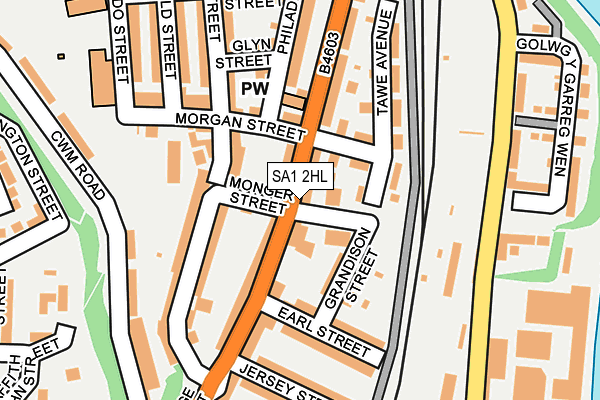 SA1 2HL map - OS OpenMap – Local (Ordnance Survey)