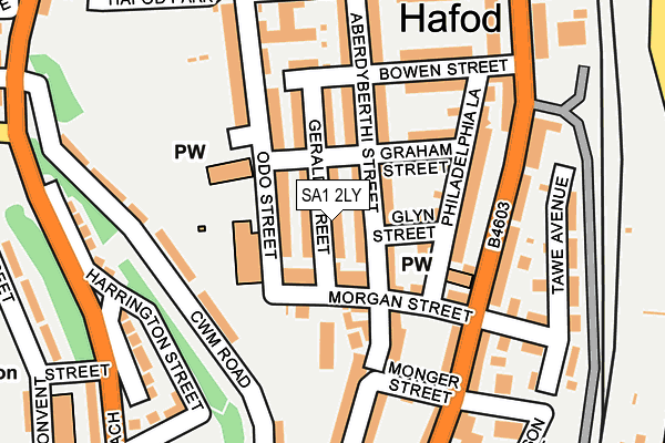 SA1 2LY map - OS OpenMap – Local (Ordnance Survey)