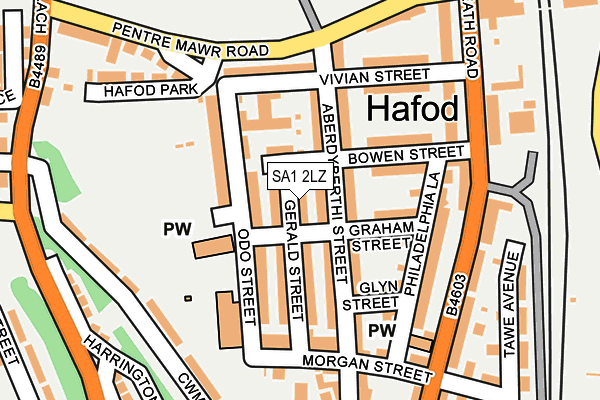 SA1 2LZ map - OS OpenMap – Local (Ordnance Survey)