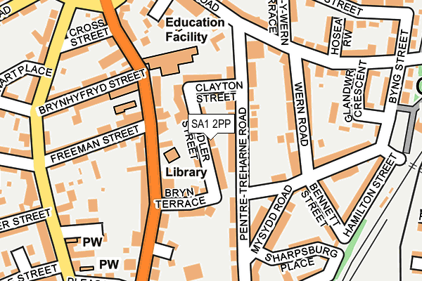 SA1 2PP map - OS OpenMap – Local (Ordnance Survey)