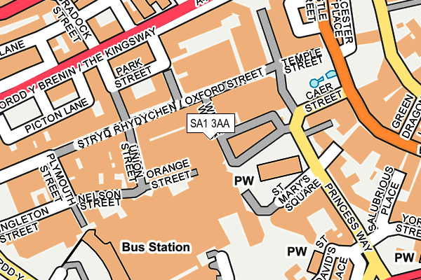 SA1 3AA map - OS OpenMap – Local (Ordnance Survey)