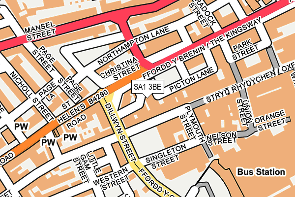 SA1 3BE map - OS OpenMap – Local (Ordnance Survey)