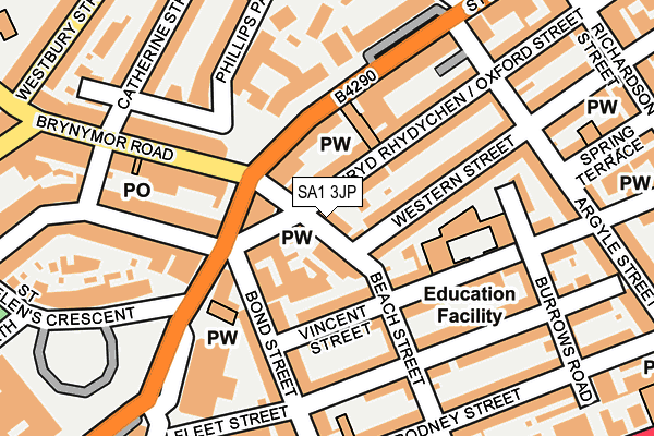 SA1 3JP map - OS OpenMap – Local (Ordnance Survey)