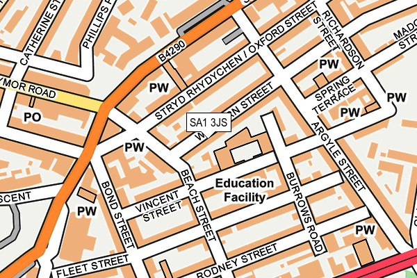 SA1 3JS map - OS OpenMap – Local (Ordnance Survey)