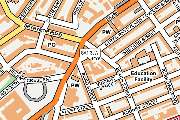 SA1 3JW map - OS OpenMap – Local (Ordnance Survey)
