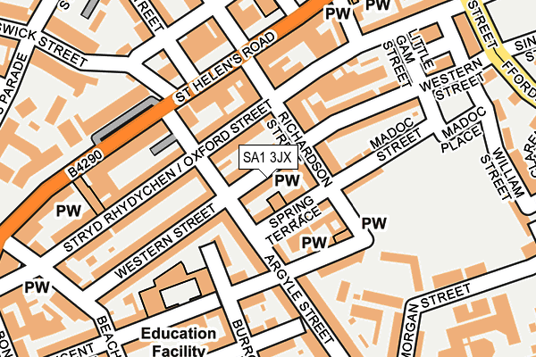 SA1 3JX map - OS OpenMap – Local (Ordnance Survey)