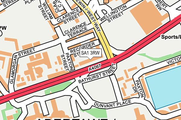 SA1 3RW map - OS OpenMap – Local (Ordnance Survey)