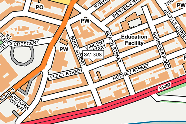 SA1 3US map - OS OpenMap – Local (Ordnance Survey)