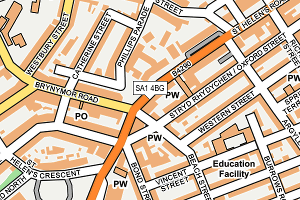 SA1 4BG map - OS OpenMap – Local (Ordnance Survey)