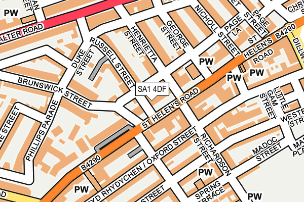 SA1 4DF map - OS OpenMap – Local (Ordnance Survey)