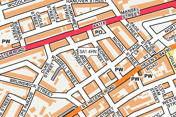 SA1 4HN map - OS OpenMap – Local (Ordnance Survey)