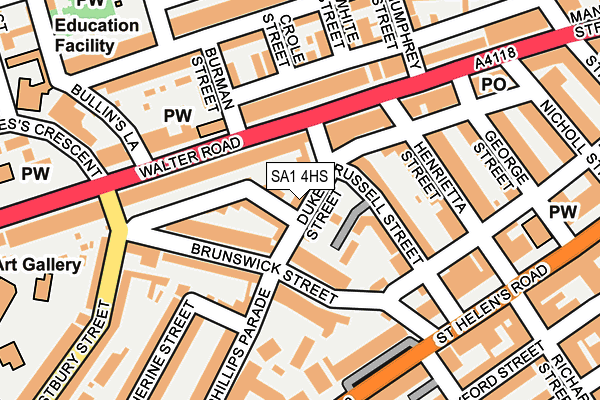 SA1 4HS map - OS OpenMap – Local (Ordnance Survey)