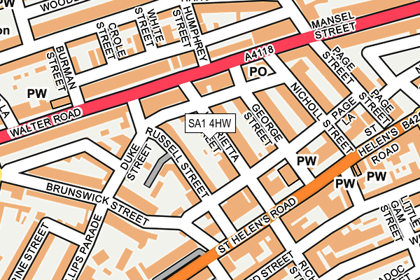 SA1 4HW map - OS OpenMap – Local (Ordnance Survey)