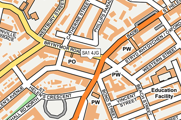 SA1 4JG map - OS OpenMap – Local (Ordnance Survey)